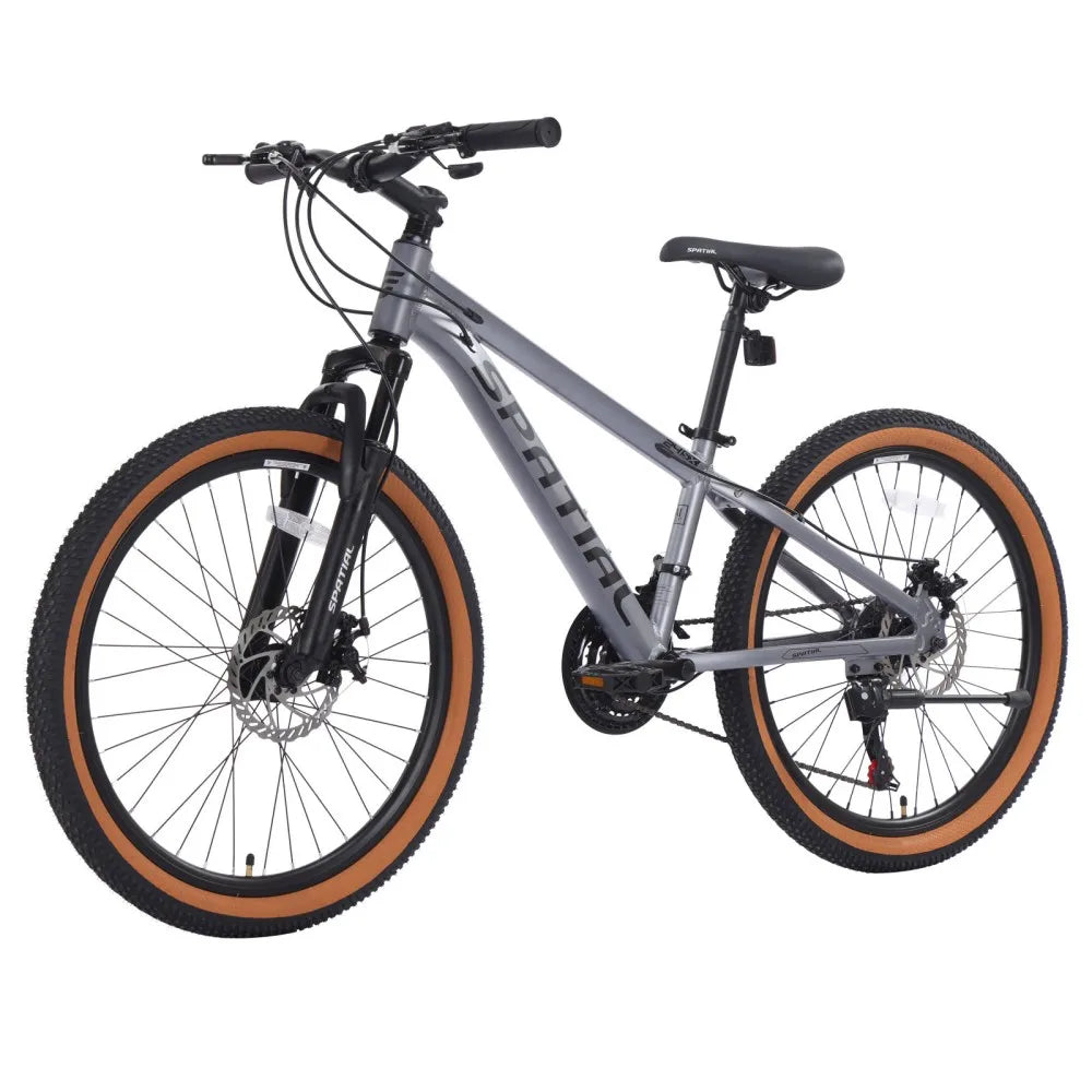 Spatial 24 Inch Mountain Bike 21 Speed Aluminum Frame MTB With Dual Disc Brakes For Teens And Adults