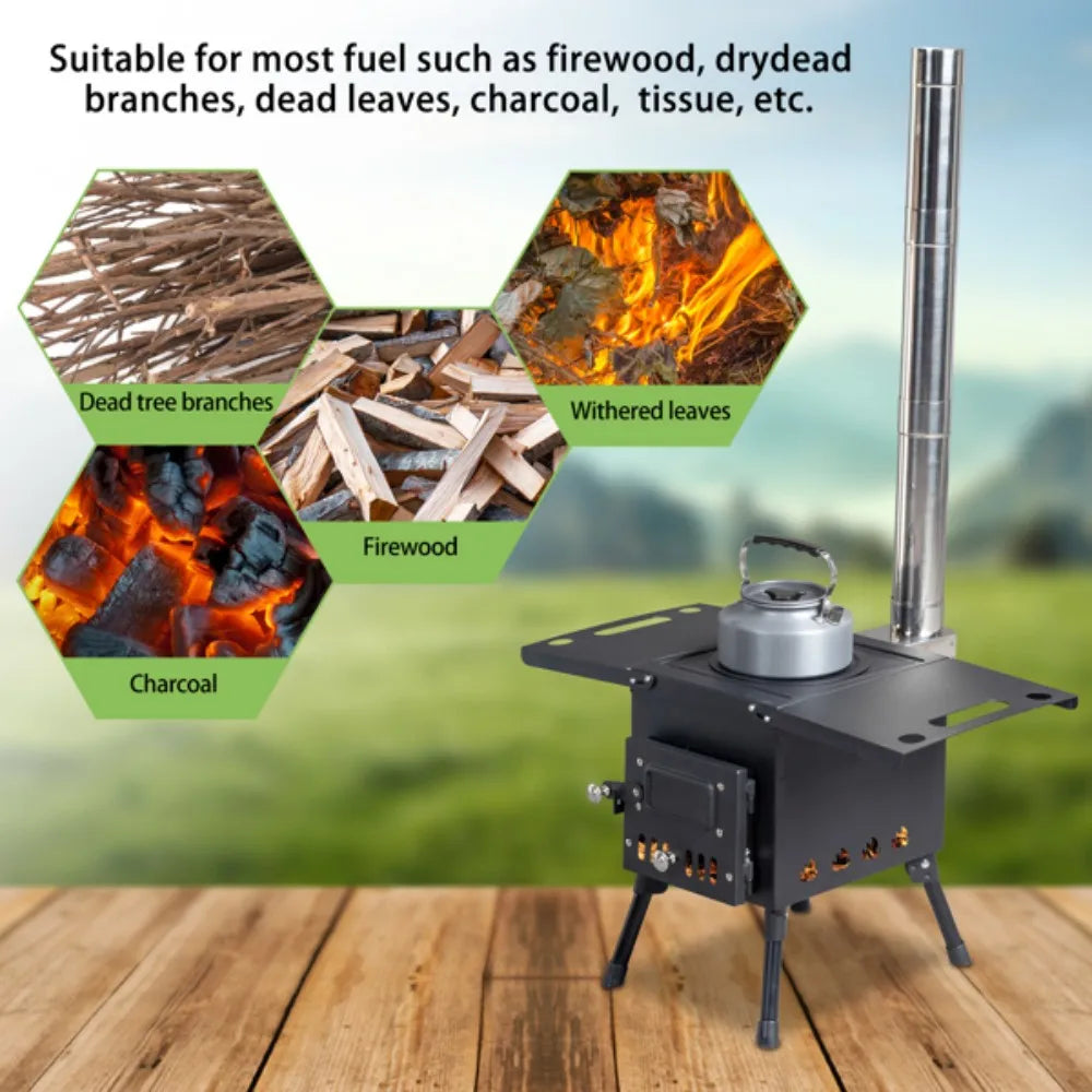 Portable Wood Charcoal Stove Stainless Steel for Camping