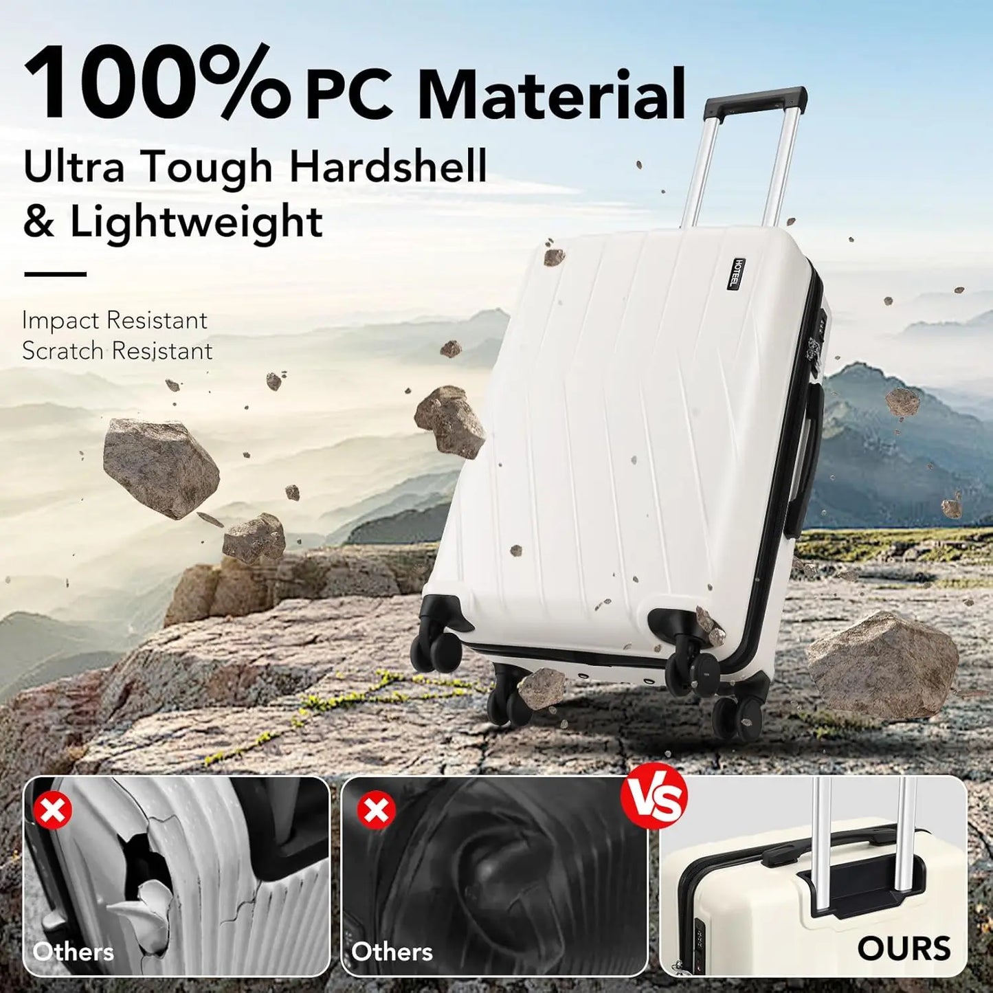 5 Piece PC Hardshell Luggage Set Spinner Wheels TSA Lock 20 24 28 Inch Carry On Suitcases With Duffel And Toiletry Bag