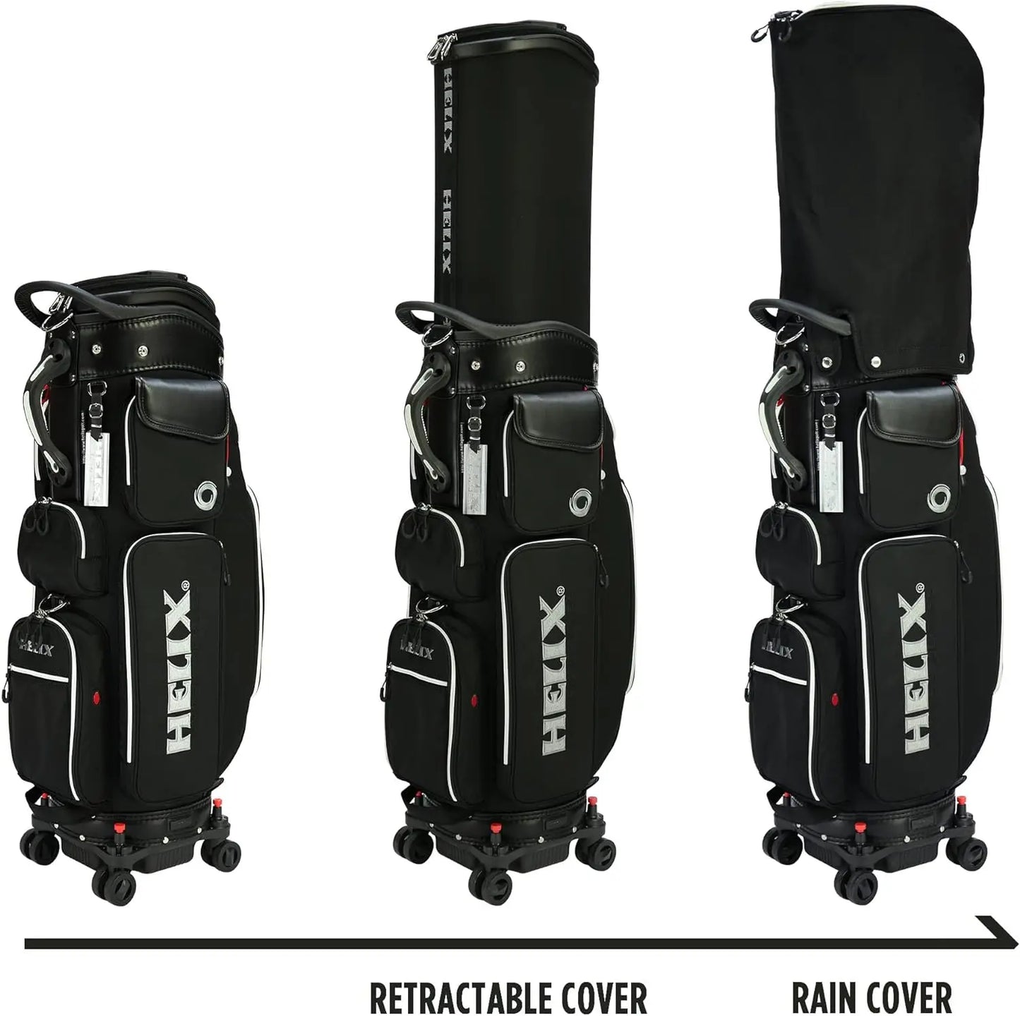 Helix Golf Travel Bag Wheels Lightweight Nylon 6 Way Divider