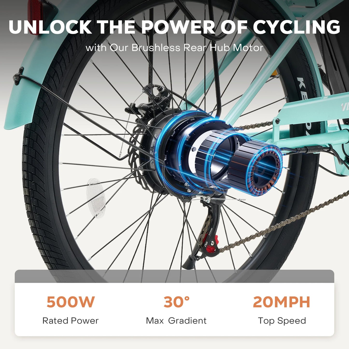 Viribus 26 Inch Electric Cruiser Bike for Women 7 Speed Aluminum Frame Front Suspension Double Disc Brakes