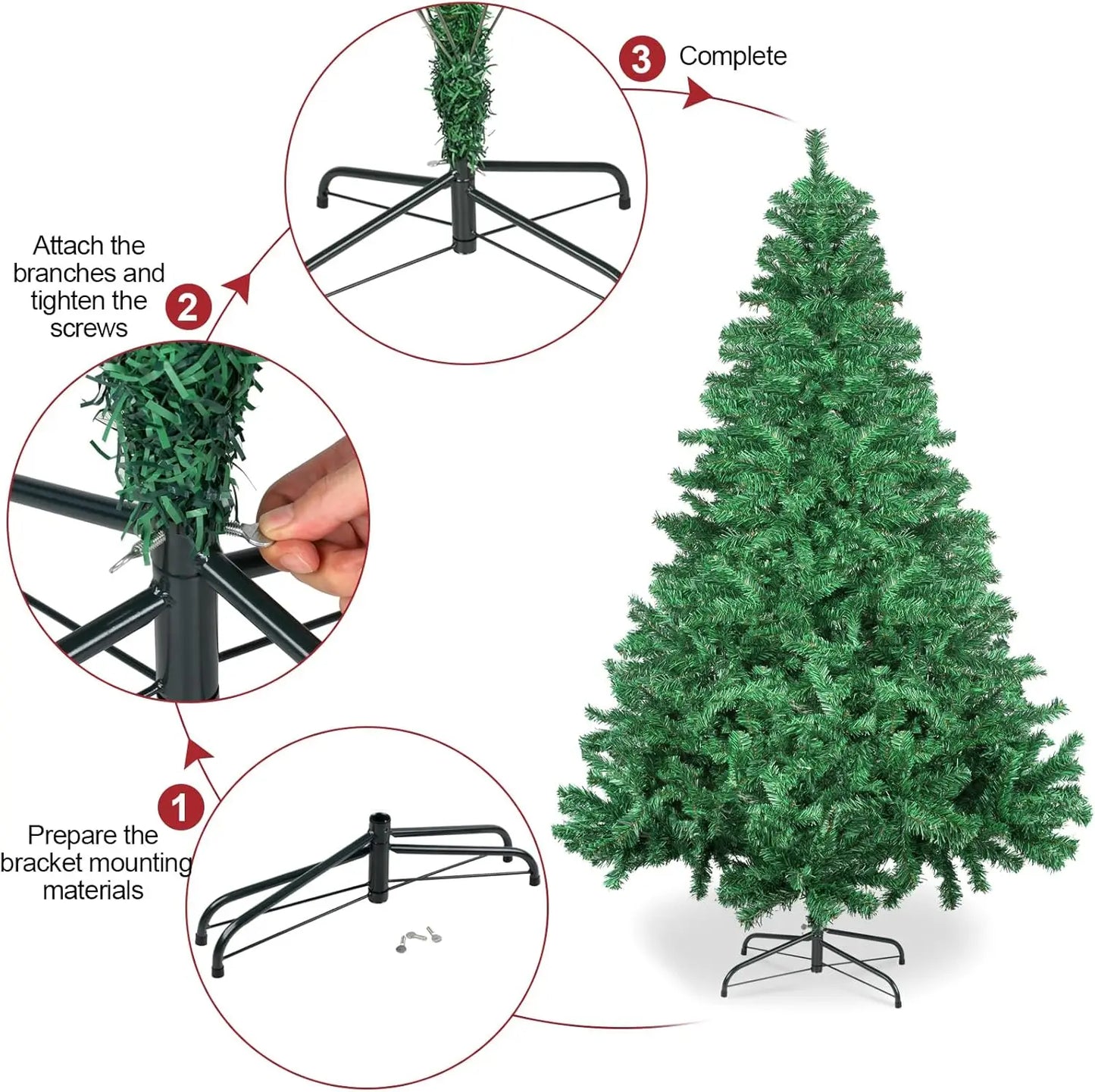 7ft 8ft Spruce Artificial Christmas Tree With 1300 Branch Tips Metal Hinges Base