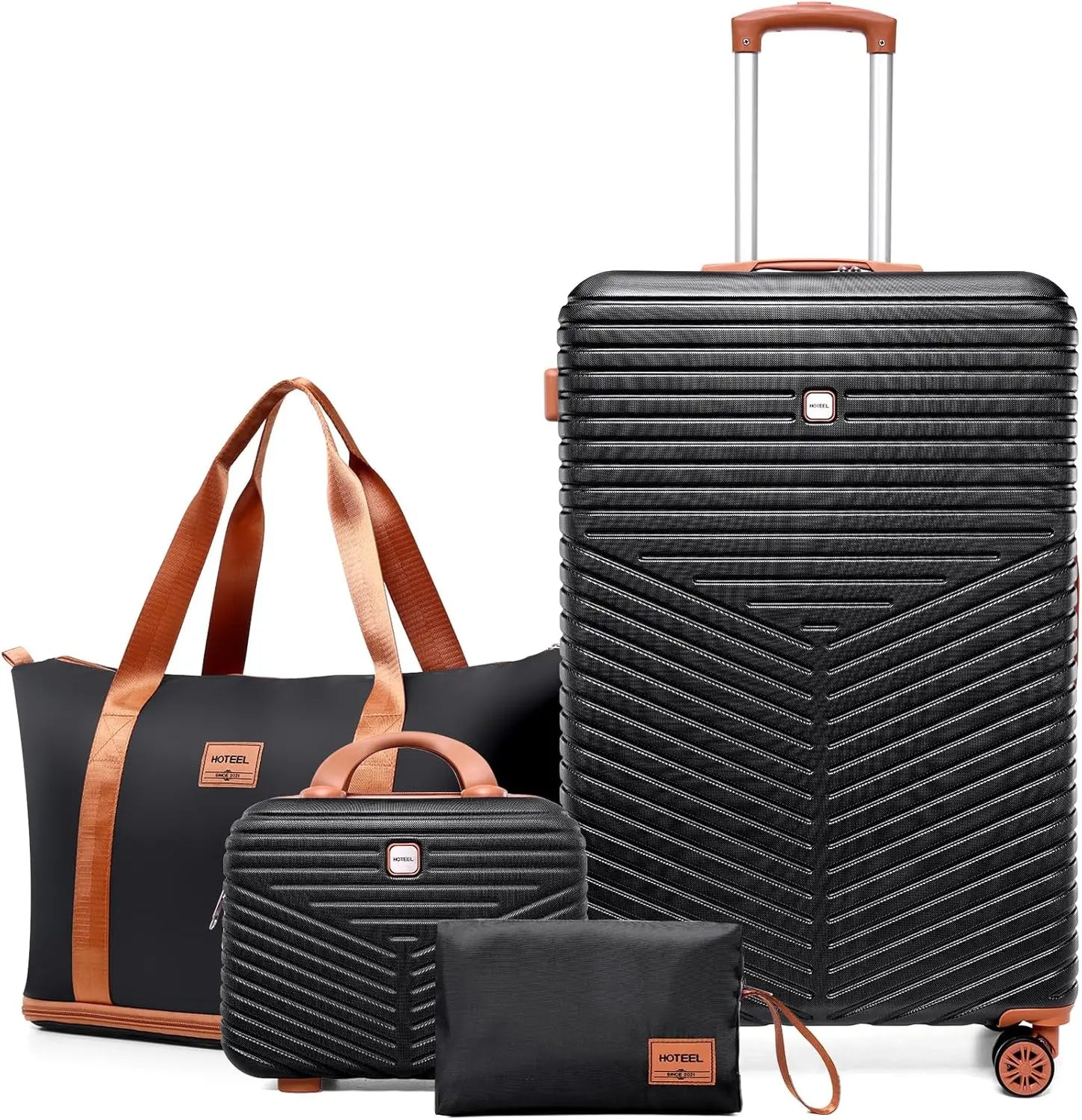 4 Piece Luggage Set Carry On ABS+PC Hard Shell Suitcase Travel Packing Box With Spinner Wheels & TSA Lock For Business ﻿Trip