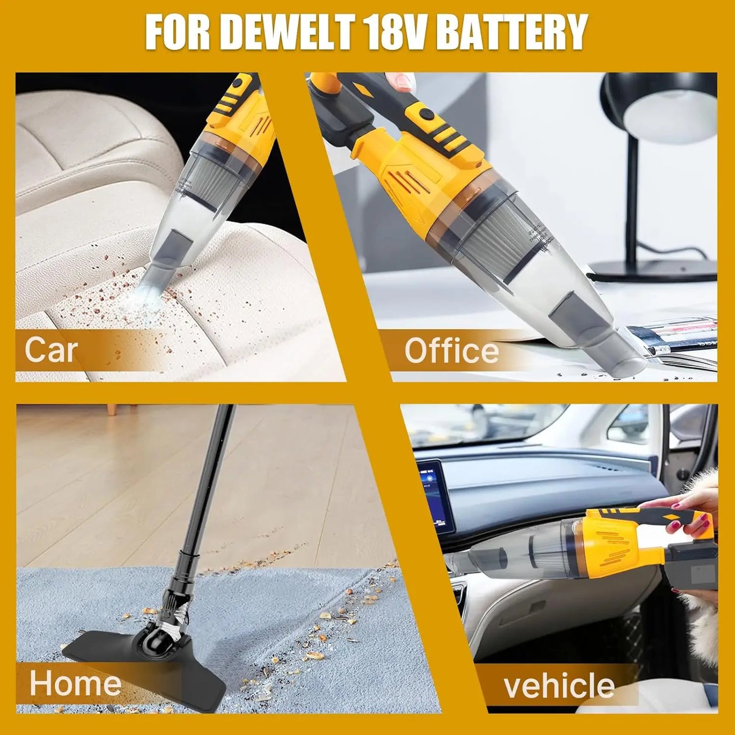 DeWalt 20V Cordless Vacuum Cleaner 10kPa 3 In 1 Handheld Home and Car