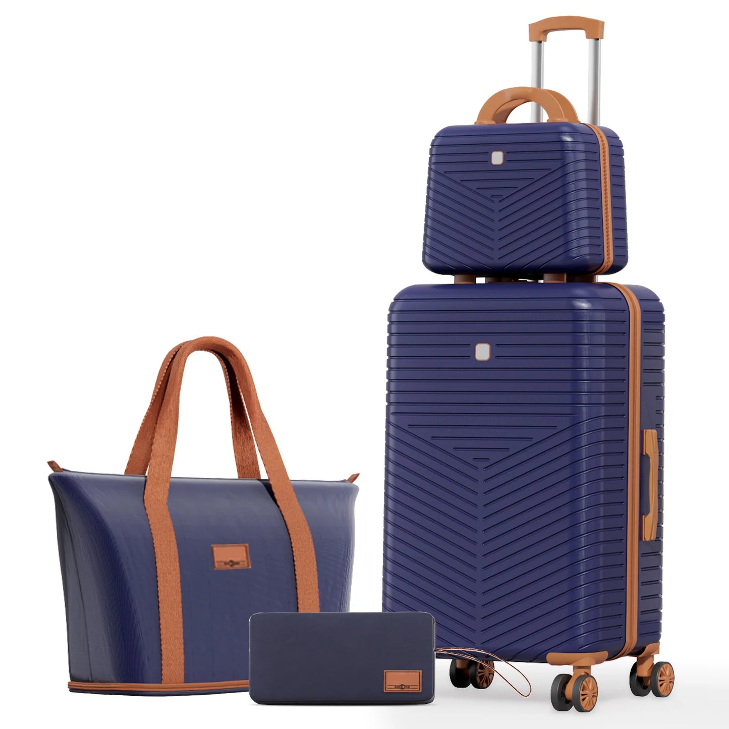 4 Piece Luggage Set Carry On ABS+PC Hard Shell Suitcase Travel Packing Box With Spinner Wheels & TSA Lock For Business ﻿Trip