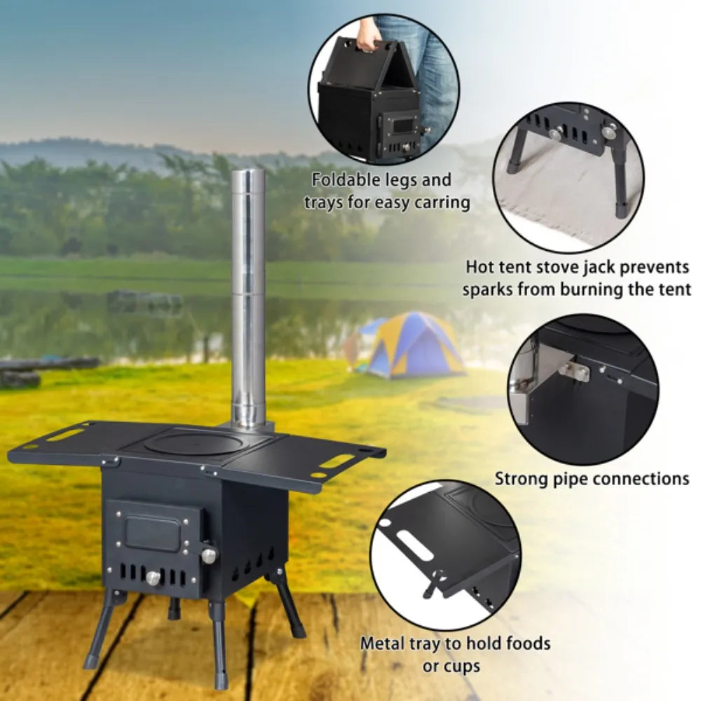 Portable Wood Charcoal Stove Stainless Steel for Camping