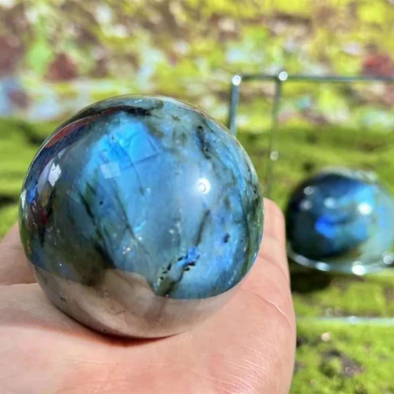 Natural Blue Labradorite Hand Carved Sphere Crystal Ball