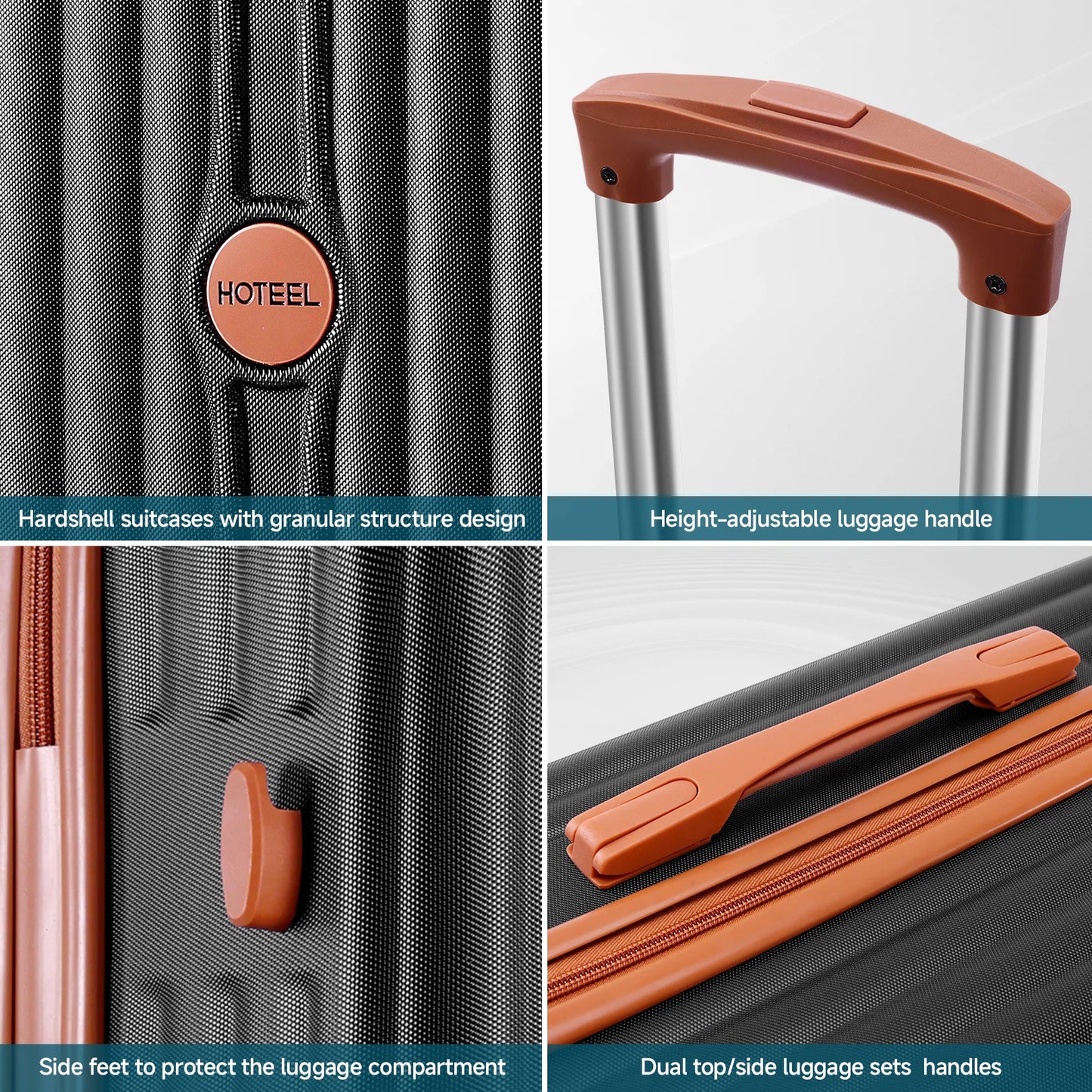 6 Piece Luggage Set With Spinner Wheels Carry On Suitcase Set Duffel&Toiletry Bag With TSA Lock ABS+PC For Business Travel