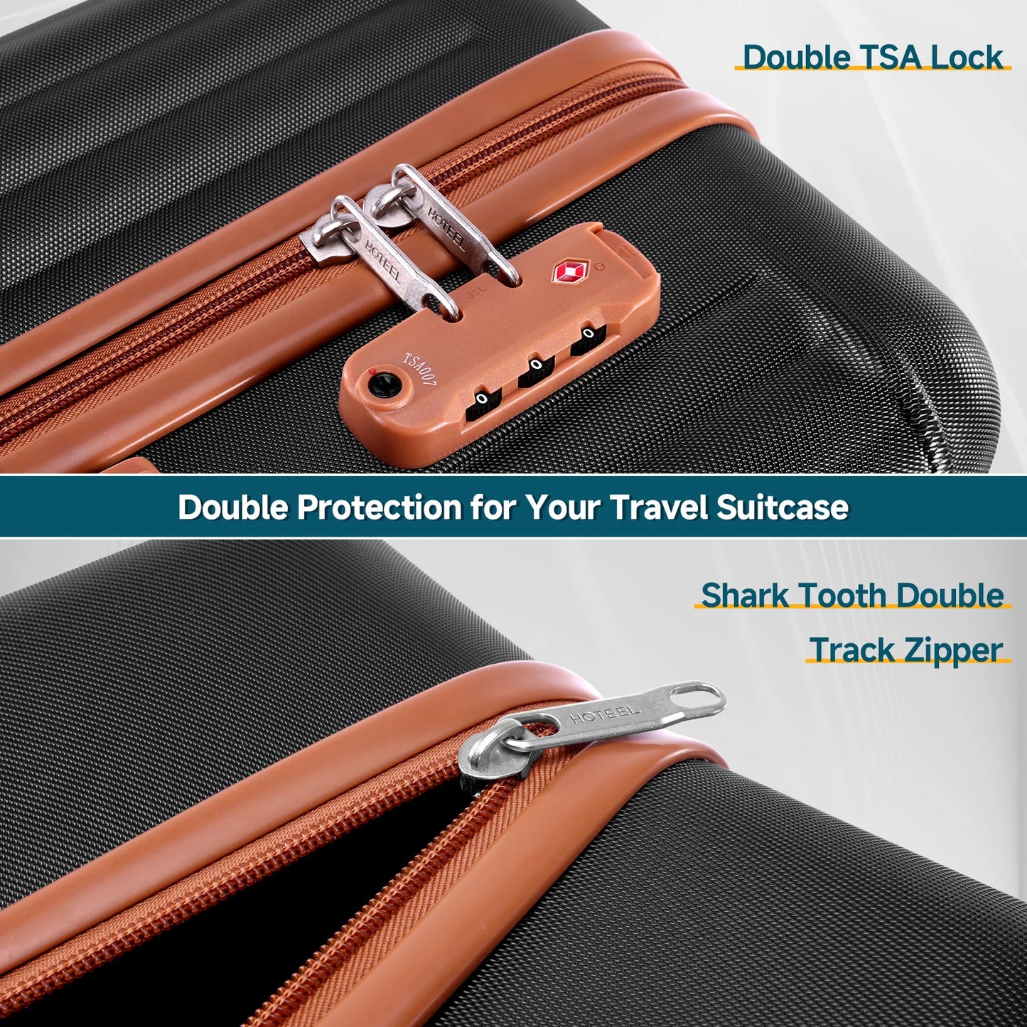 6 Piece Luggage Set With Spinner Wheels Carry On Suitcase Set Duffel&Toiletry Bag With TSA Lock ABS+PC For Business Travel