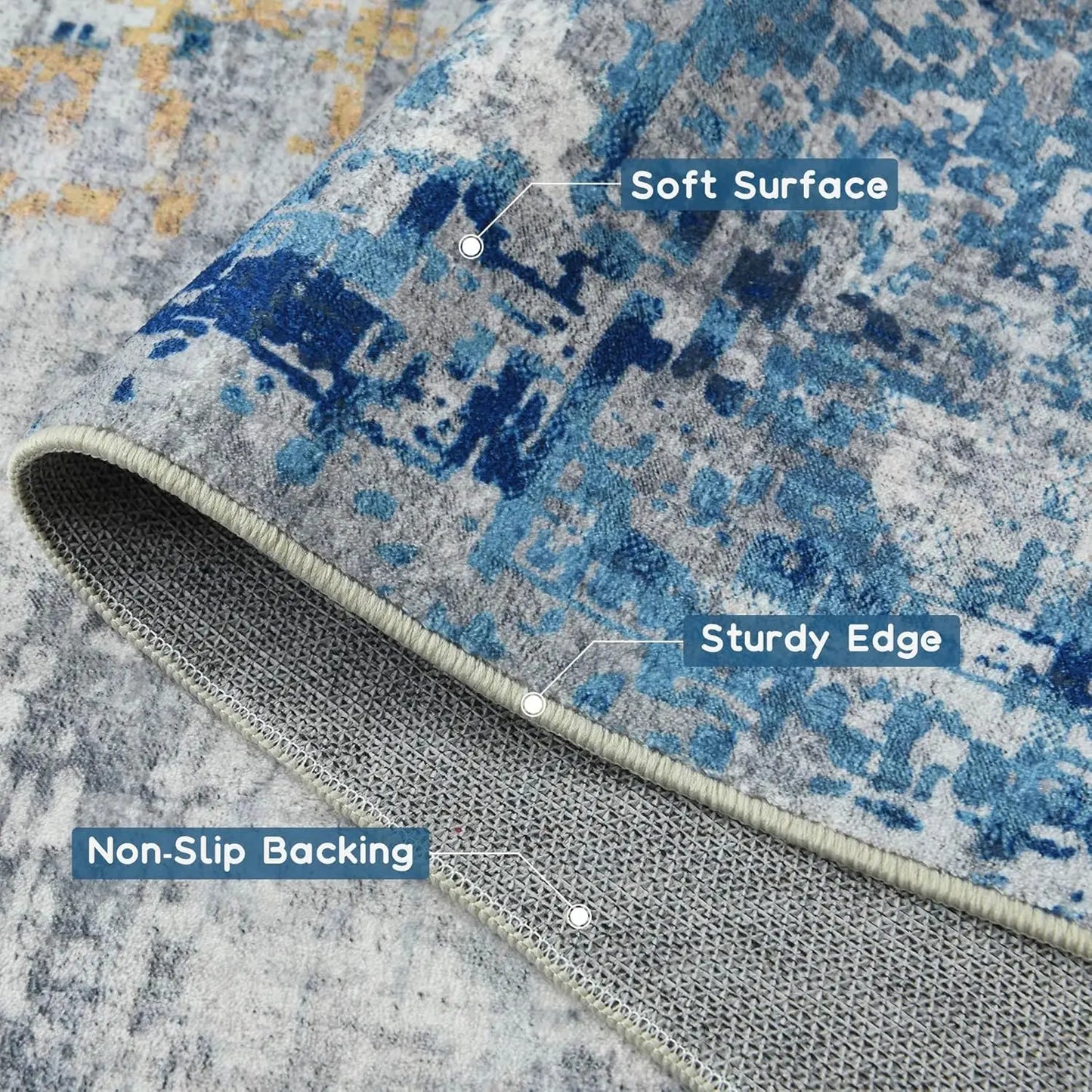 Noahas Living Room Area Rug Boho Modern Abstract Large Non Slip Machine Washable Low Pile Polyester Carpet