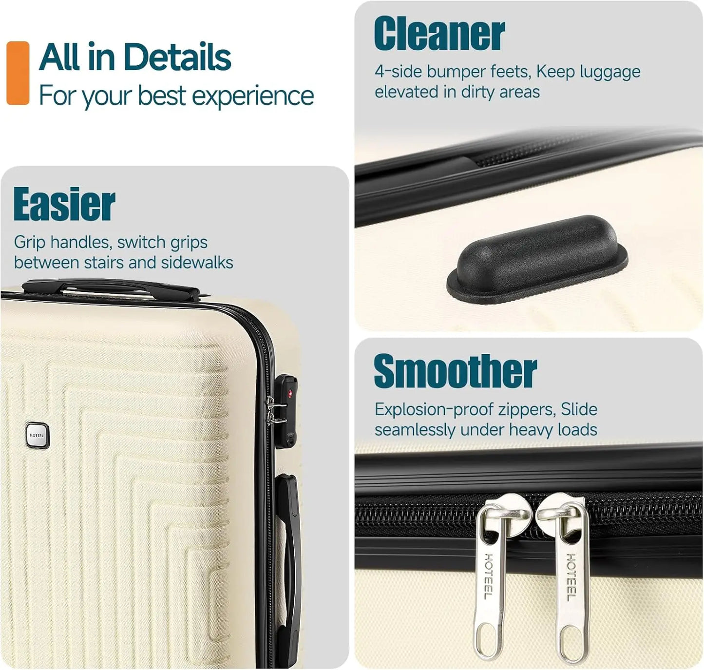 3 Piece Travel Luggage Set With TSA Lock Hardshell Carry On 20 Inch Luggage Duffel And Toiletry Bag For Business And Personal Travel