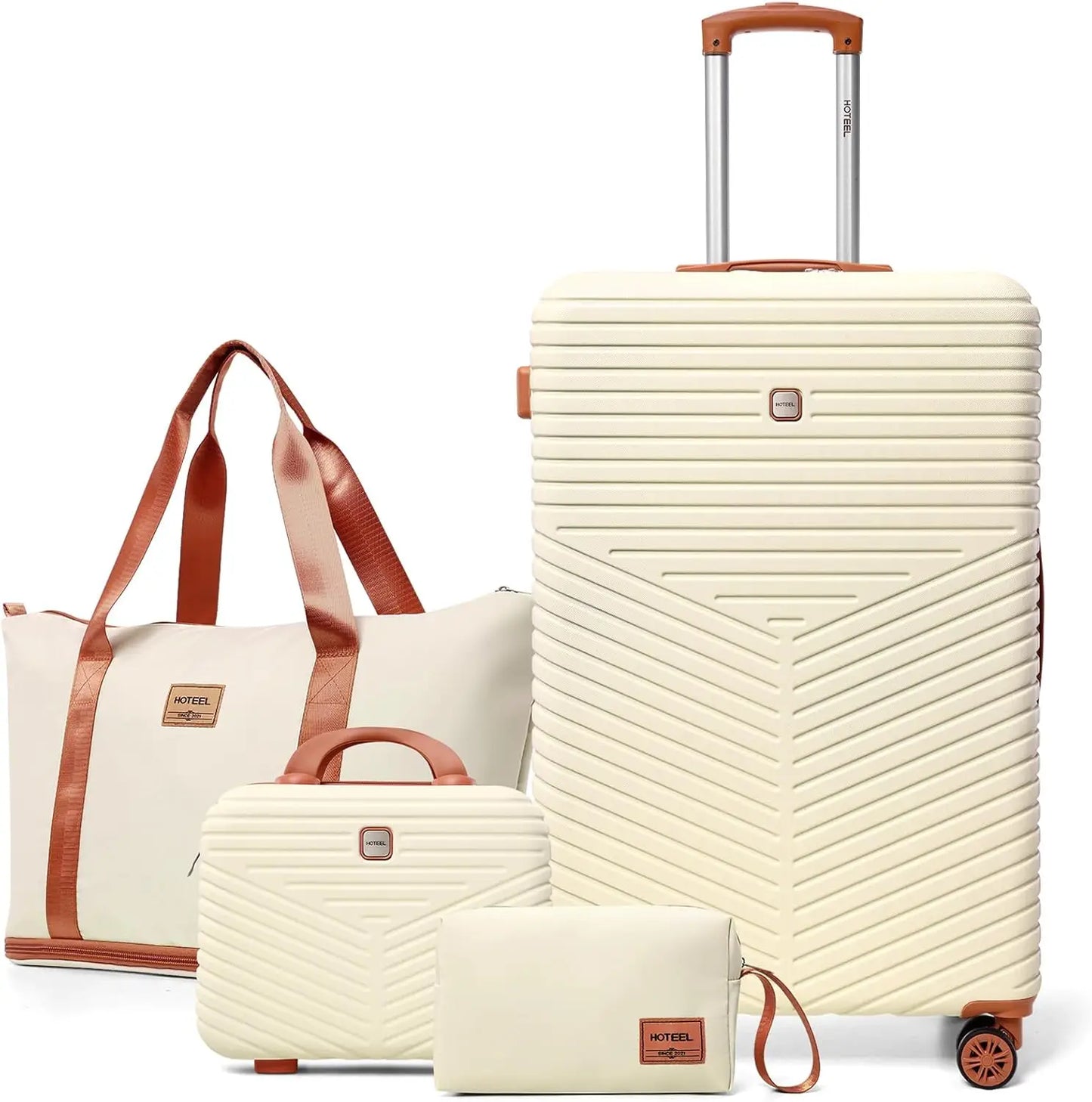 4 Piece Luggage Set Carry On ABS+PC Hard Shell Suitcase Travel Packing Box With Spinner Wheels & TSA Lock For Business ﻿Trip