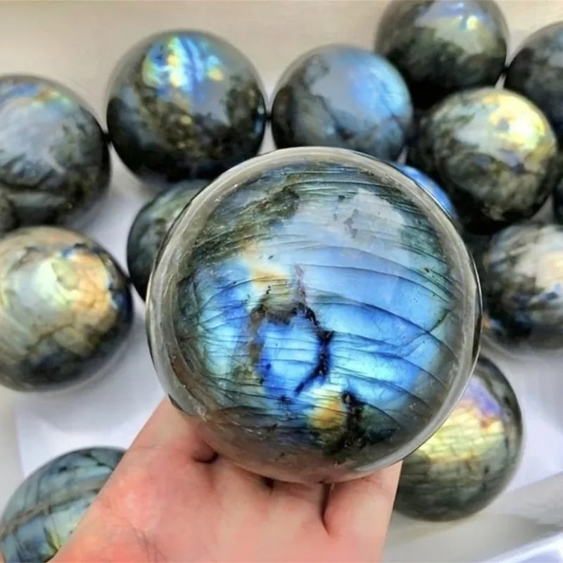 Natural Blue Labradorite Hand Carved Sphere Crystal Ball