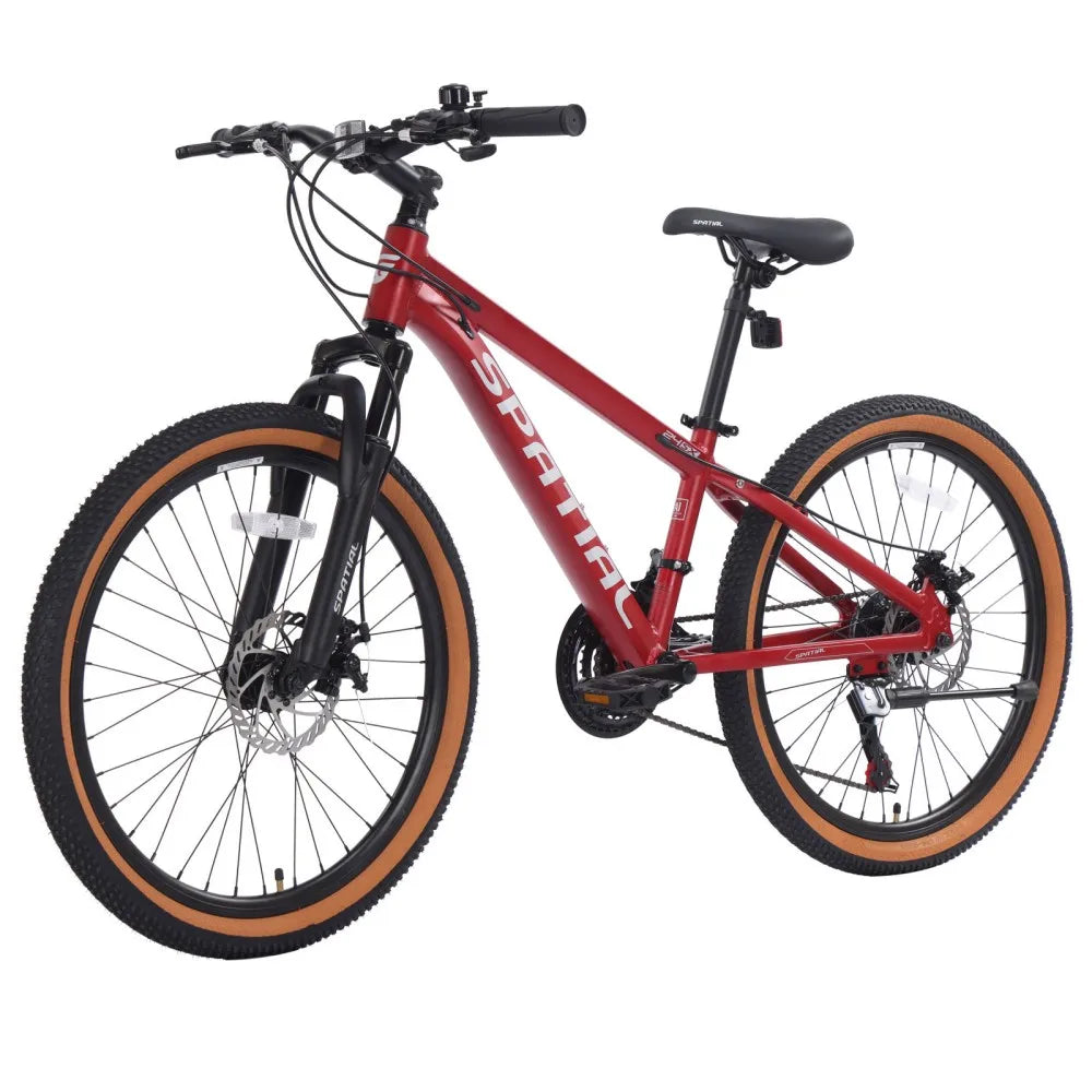 Spatial 24 Inch Mountain Bike 21 Speed Aluminum Frame MTB With Dual Disc Brakes For Teens And Adults