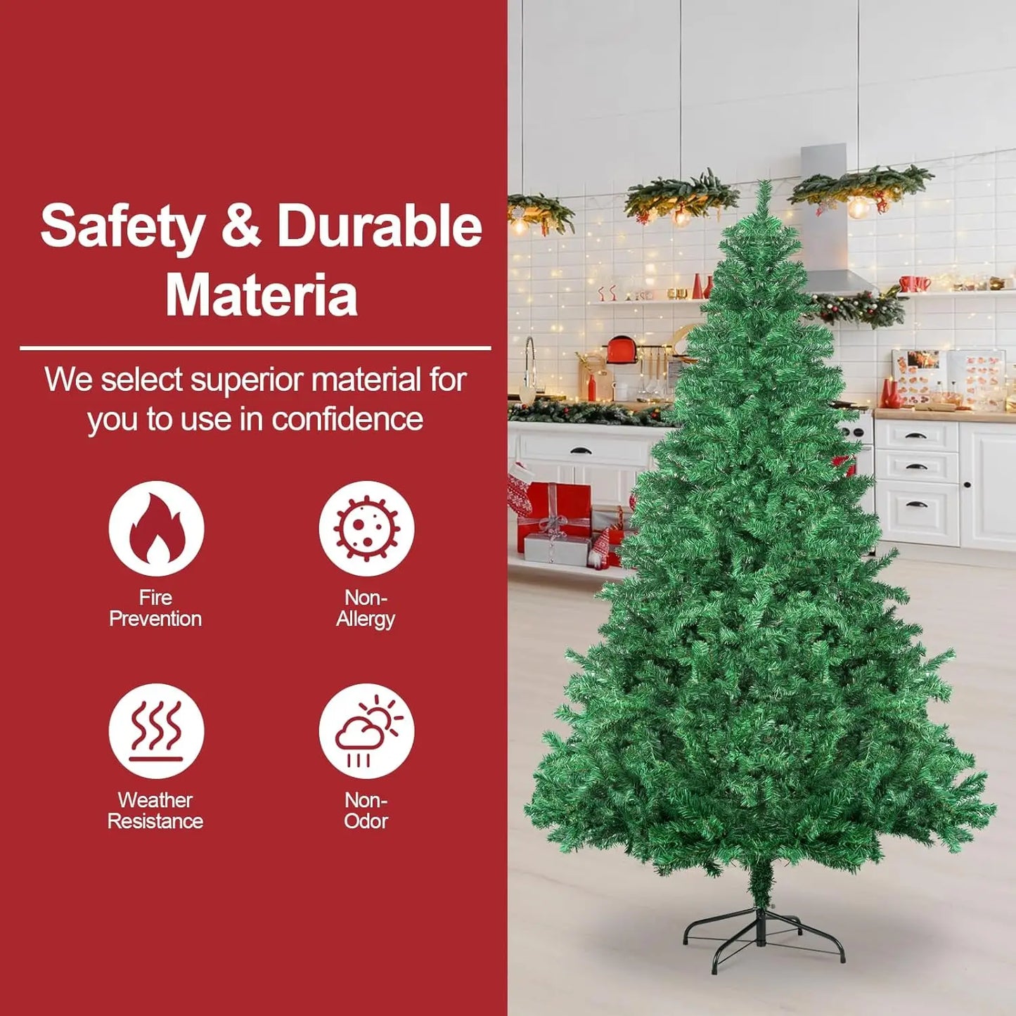 7ft 8ft Spruce Artificial Christmas Tree With 1300 Branch Tips Metal Hinges Base