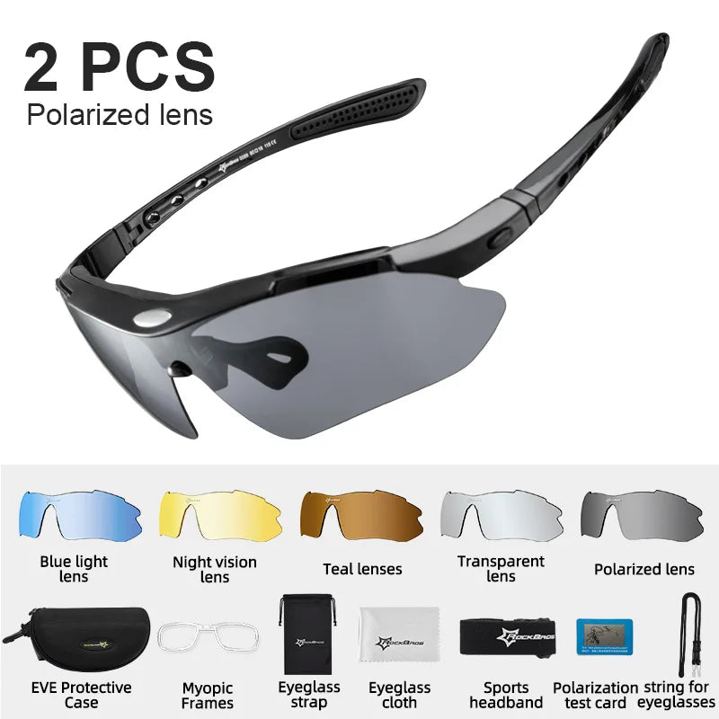 ROCKBROS Polarized Cycling Glasses UV400 Clear Lens Outdoor Sport Sunglasses For Men And Women