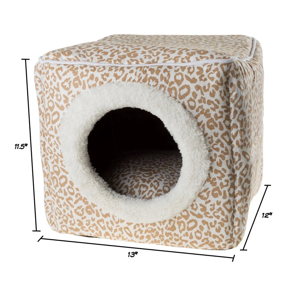 Cat House for Small Pets Cozy Enclosed Bed in Suede With Removable Cover Orthopedic Cushion