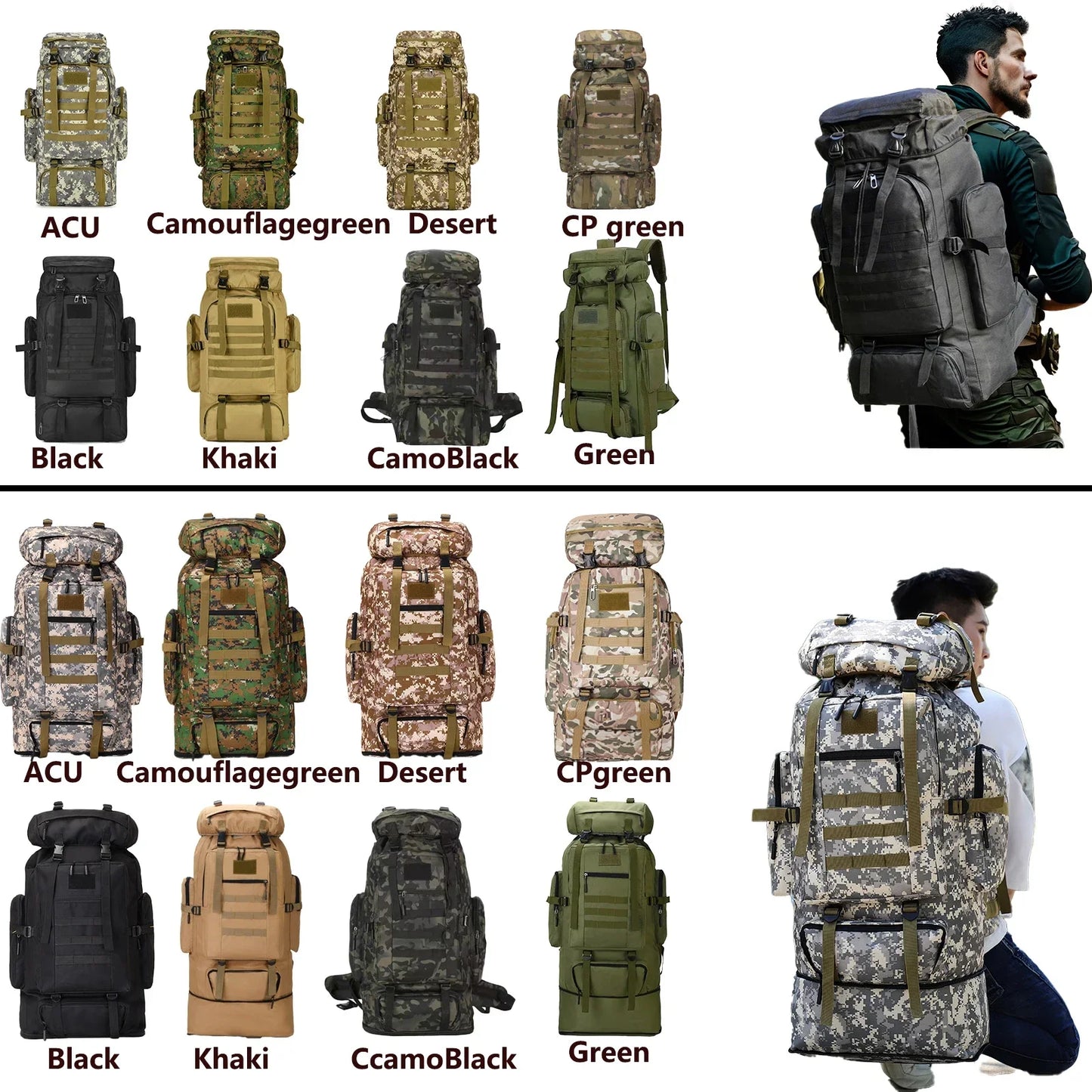 80L 100L Mountaineering Backpack Tactical Hiking Bag