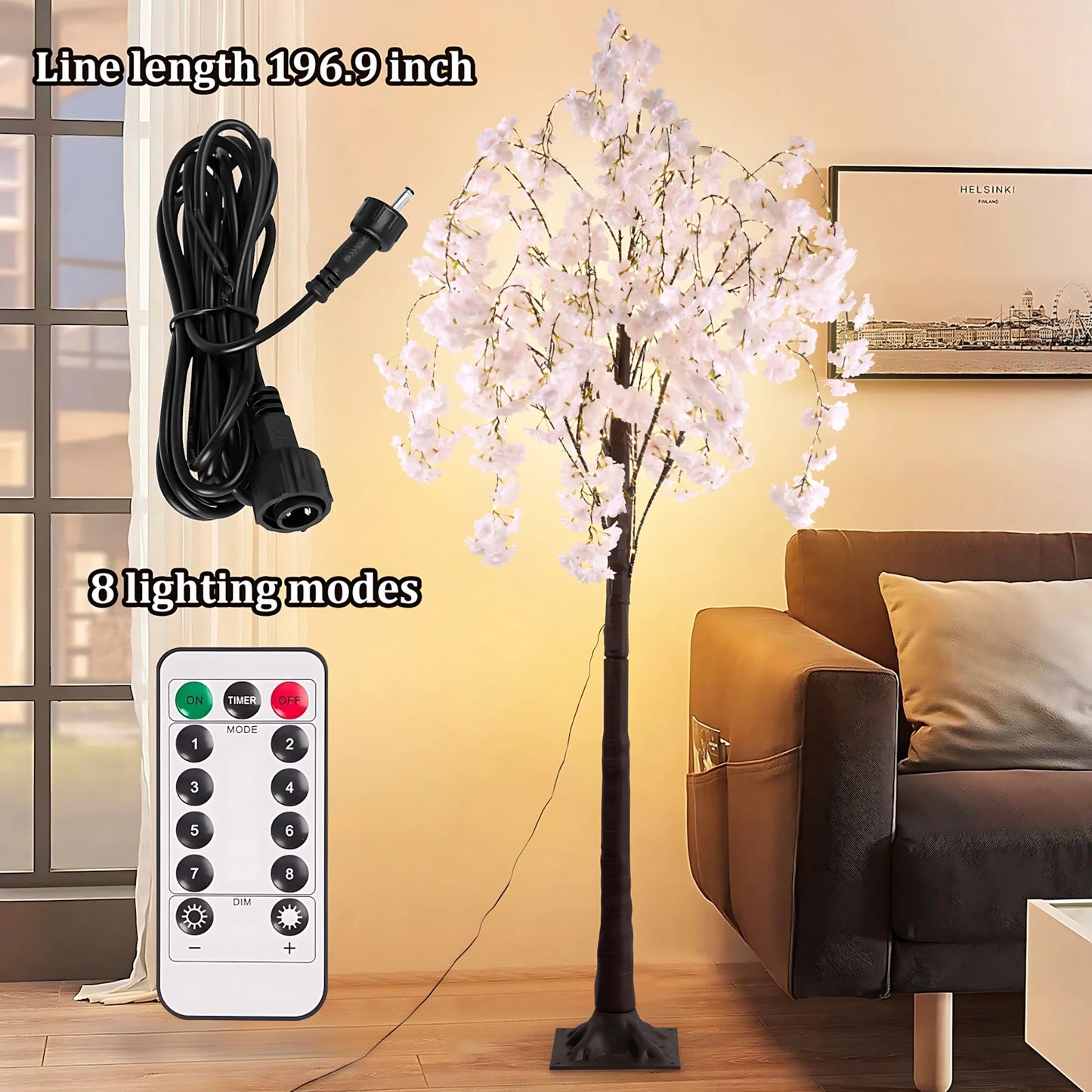 Cherry Blossom 6ft Indoor Lighted Tree 450 LED Lights