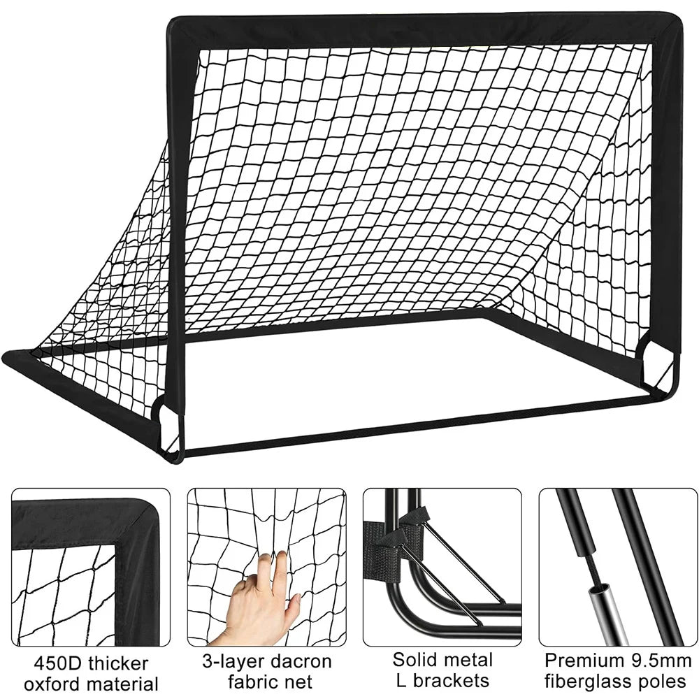 Backyard Soccer Goals Set 2Pcs Portable Football Net Door Frame Indoor Outdoor