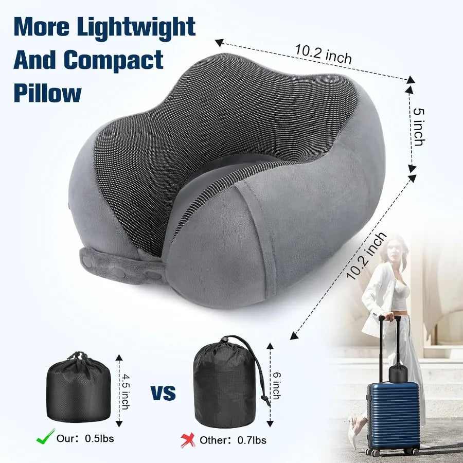 Memory Foam Travel Neck Pillow With Adjustable Design Portable Plane Accessory For Comfort
