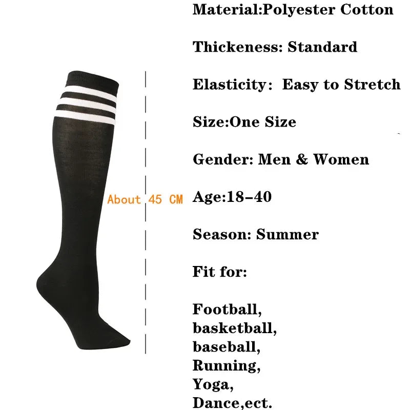 Compression Socks Soccer Socks Non Slip Knee High Striped