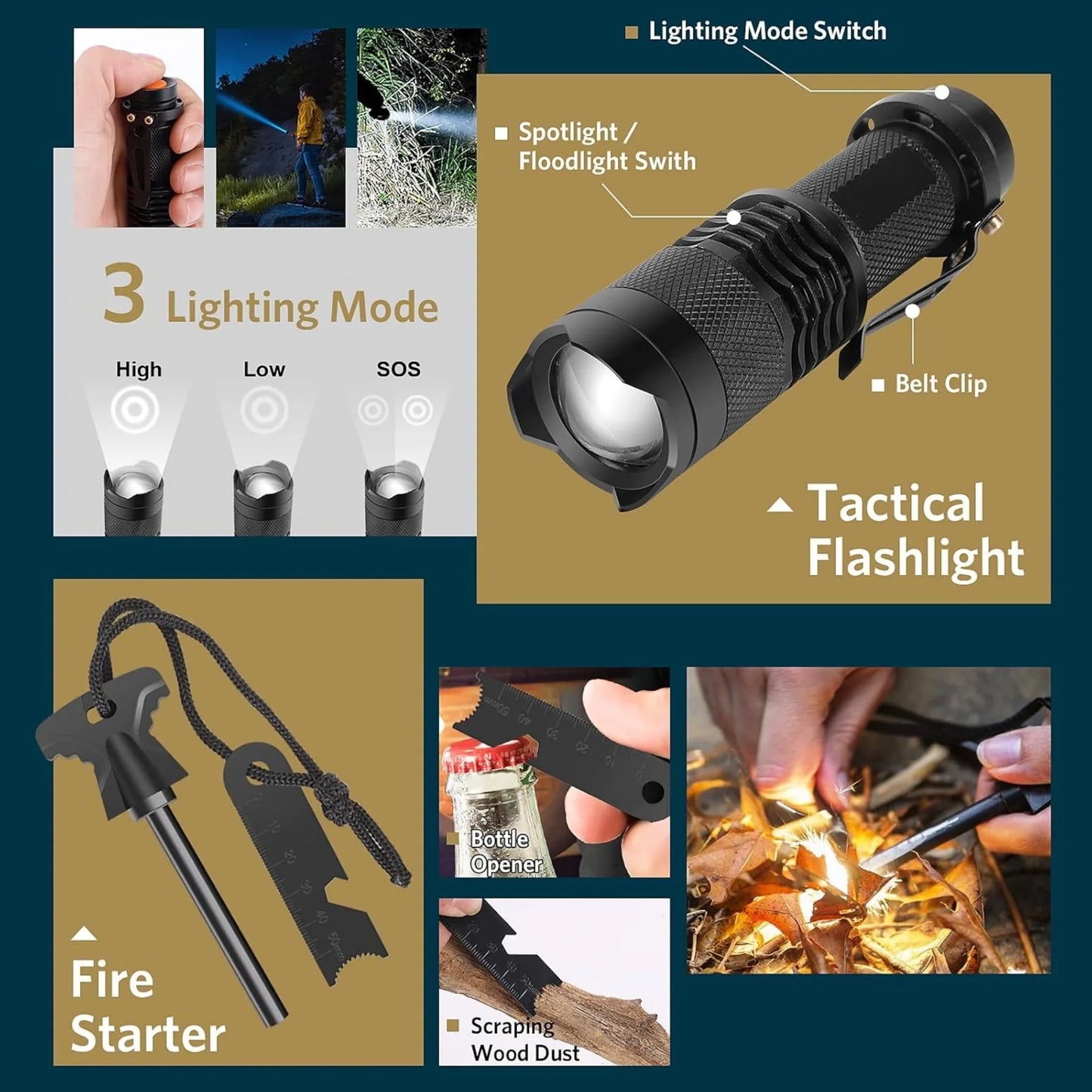 13 In 1 Survival Kit With Tactical Tools For Camping Hiking Hunting Outdoor