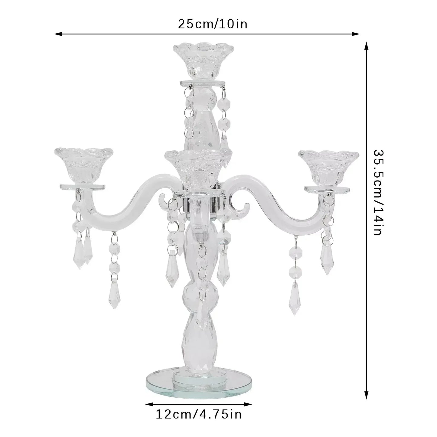 5 Arm Crystal Candle Holder Centerpiece With 5 Heads