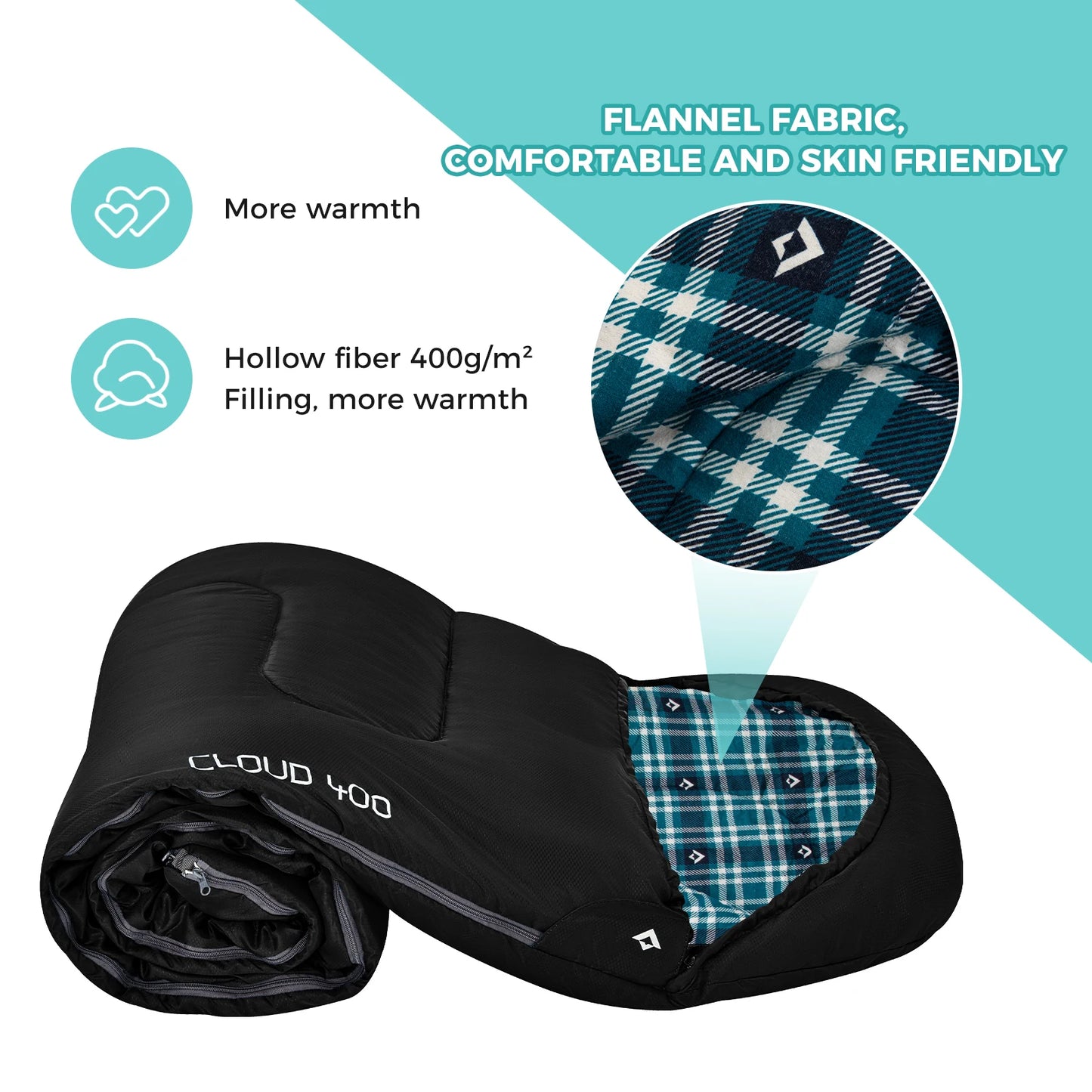 KingCamp Envelope Hooded Sleeping Bag, Cold Weather Ultralight Sleeping Bag With Compression Sack For Backpacking, Camping