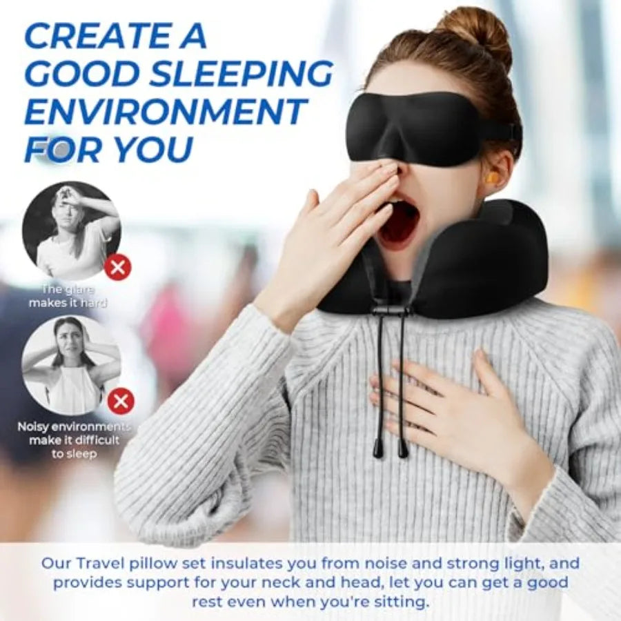 Travel Memory Foam Neck Pillow Adjustable Clasp for Travel