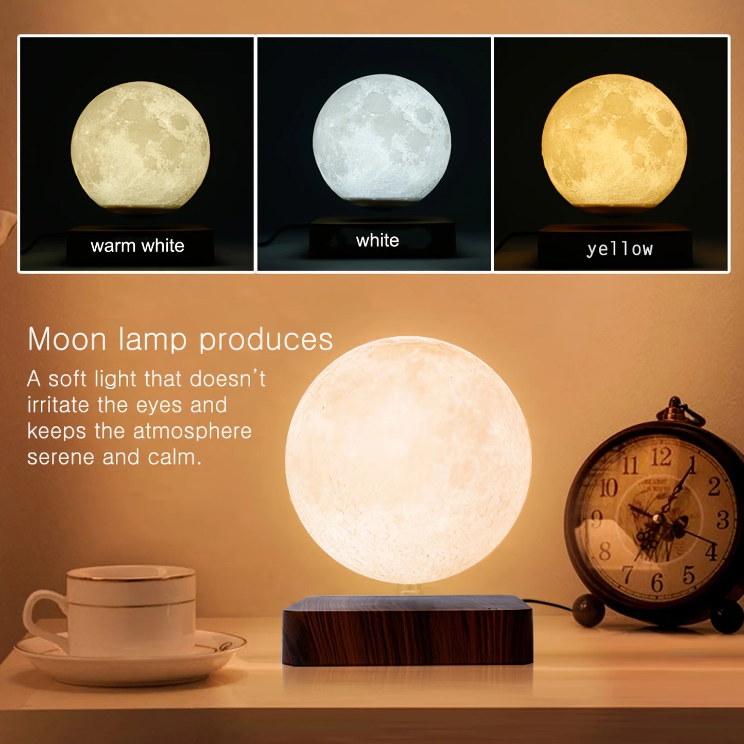 Levitating Moon Lamp Magnetic Floating Nightlight 3 Modes