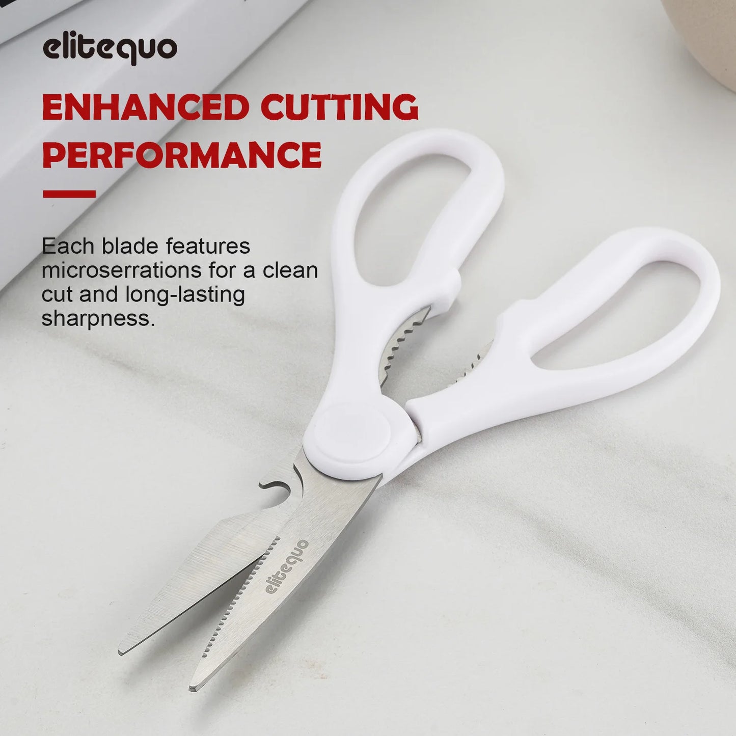 Elitequo All Purpose Kitchen Scissors Heavy Duty Stainless Steel Soft Grip