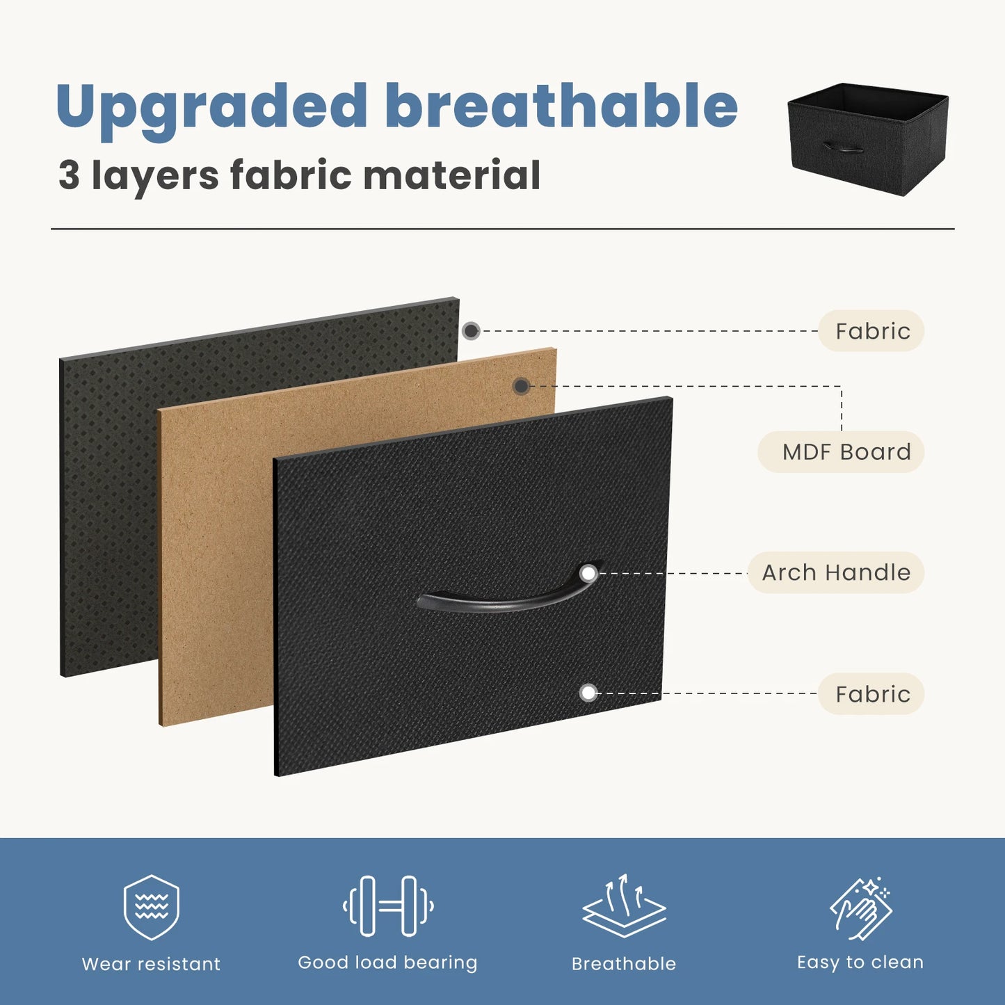 JHK Dresser For Bedroom With 7 Fabric Drawers Organizer Storage Closet Chest Clothes For Living Room Display Cabinet