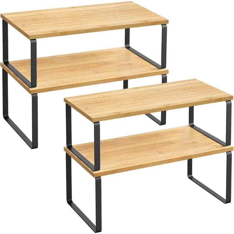 Cabinet Organizer Shelf Set Four Kitchen Counter Shelves