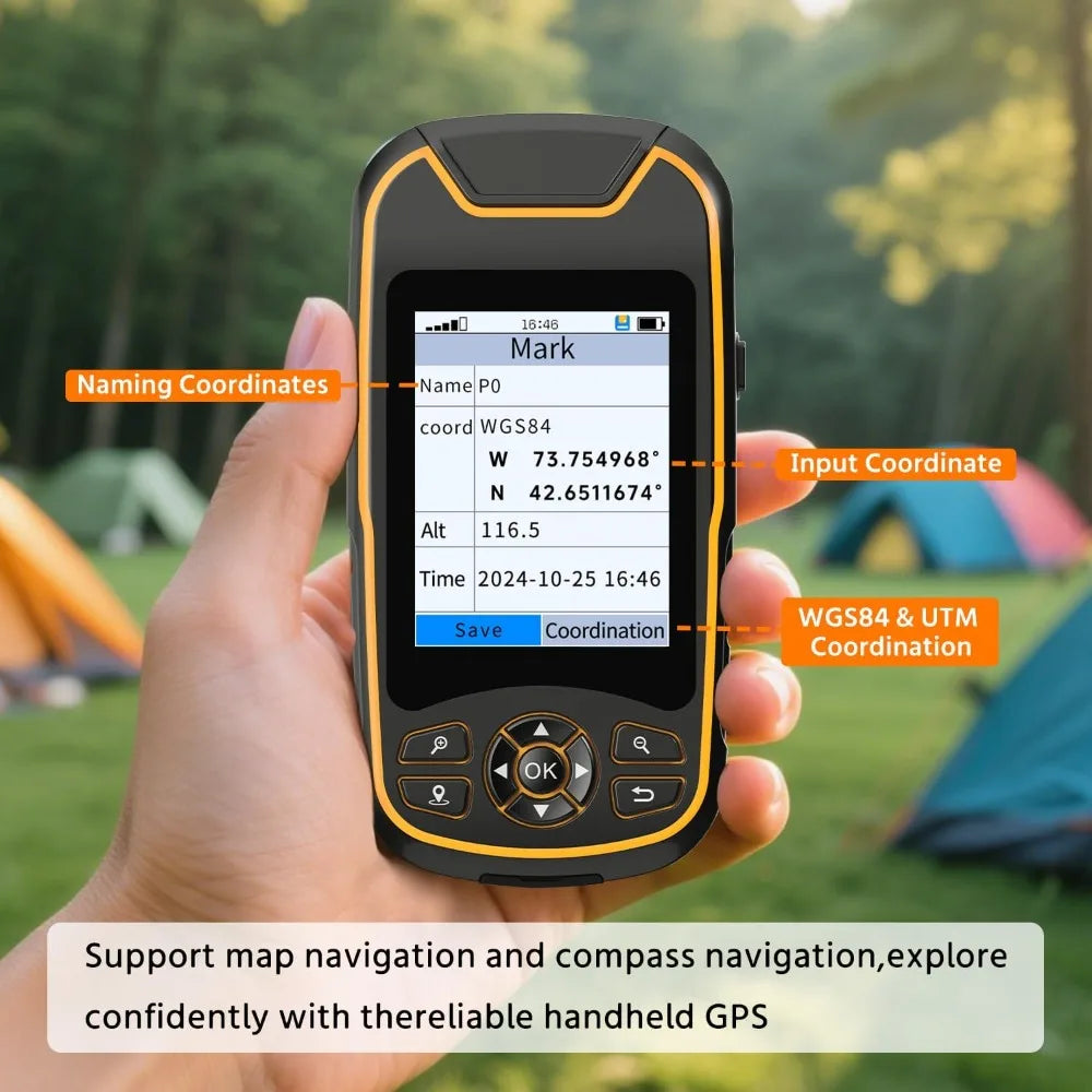 A8 Handheld GPS for Hiking, Rugged and Waterproof Handheld GPS Navigator, 3.2" Sunlight Readable Screen