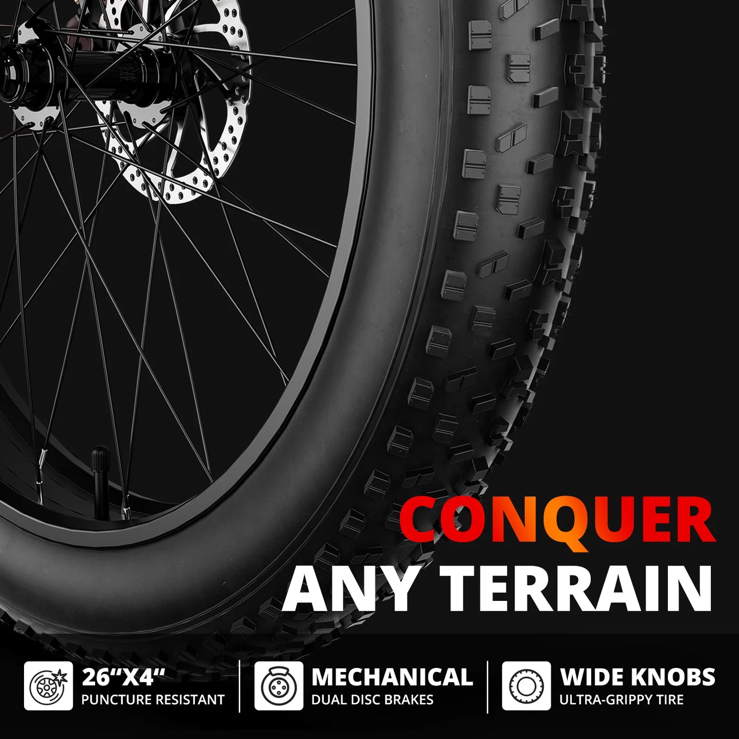 AMYET EB26 Electric Bike For Adults Peak 1500W 48V 15Ah Fat Tire Mountain Bicycle 31 MPH