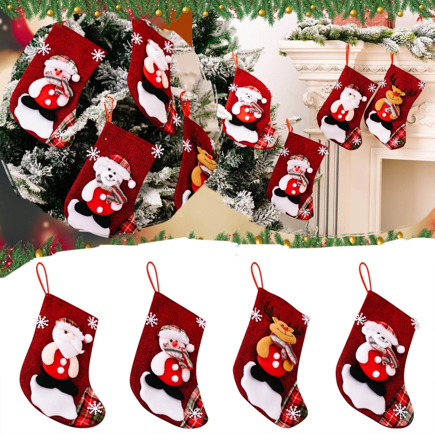 Embroidered Snowman Christmas Stockings For Fireplace Decor 2025 Gift