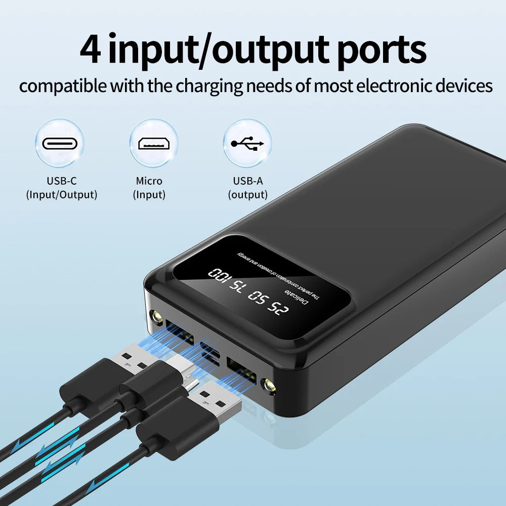 30000mAh Portable Power Bank With LED Display Dual USB Ports And 5V 2A Output