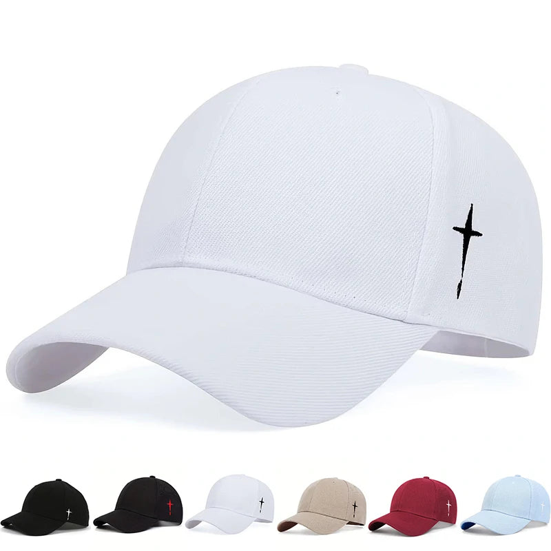 Unisex Cross Embroidery Snapback Baseball Cap Adjustable