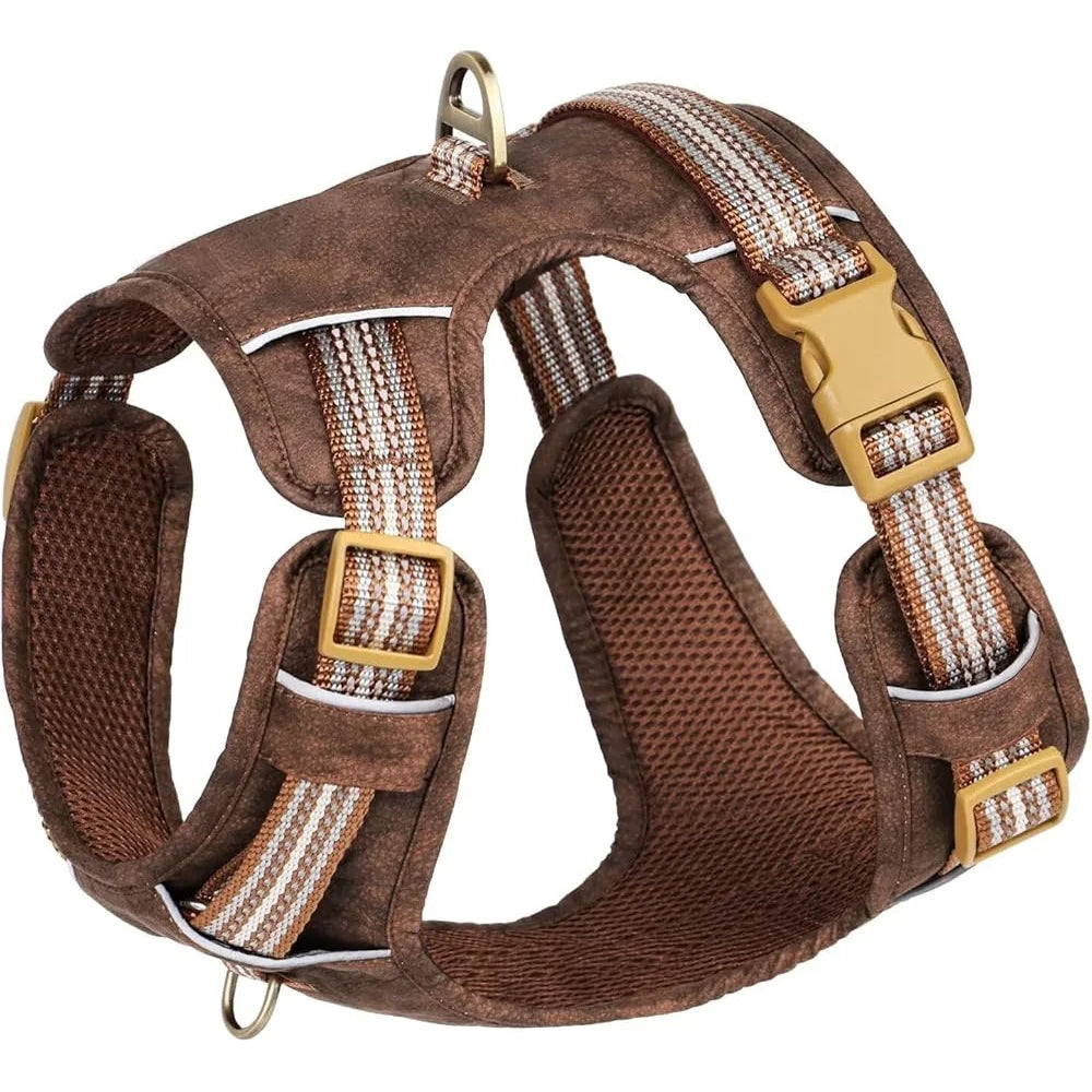 No Pull Reflective Soft Dog Harness Oxford Leather Vest