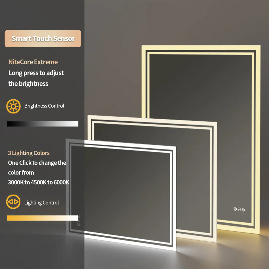 Luvodi 28x36 Inch Backlit Dimmable Defog Wall Mounted Bathroom Mirror