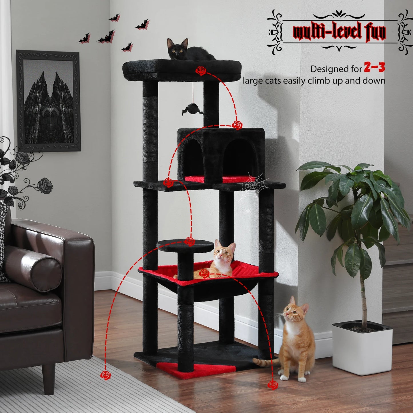 5 Level Cat Tree for Large Cats with Sisal Scratching Posts