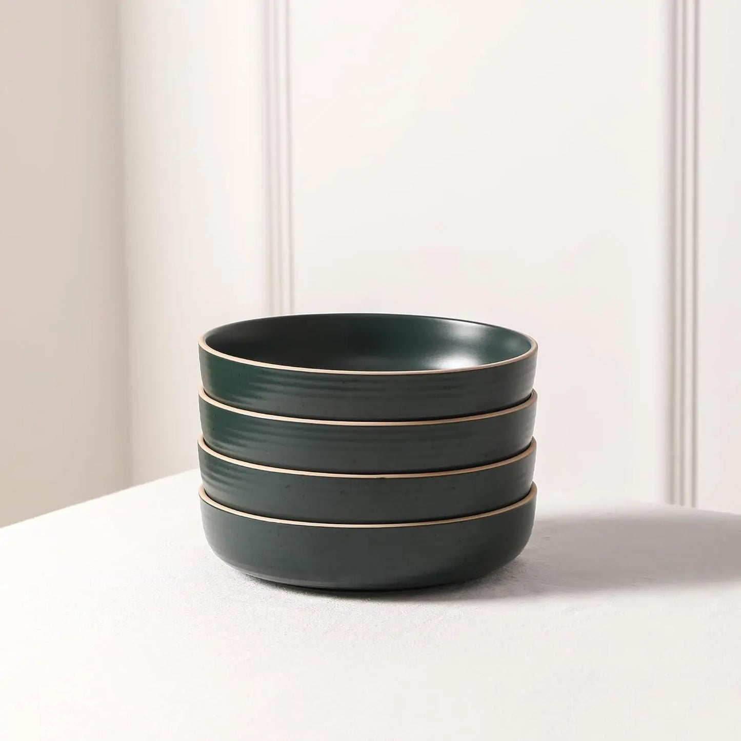 Lauren Modern Stoneware 16-piece Round Dinnerware Set, Plates and Bowls Set, Dish set for 4, Dark Green