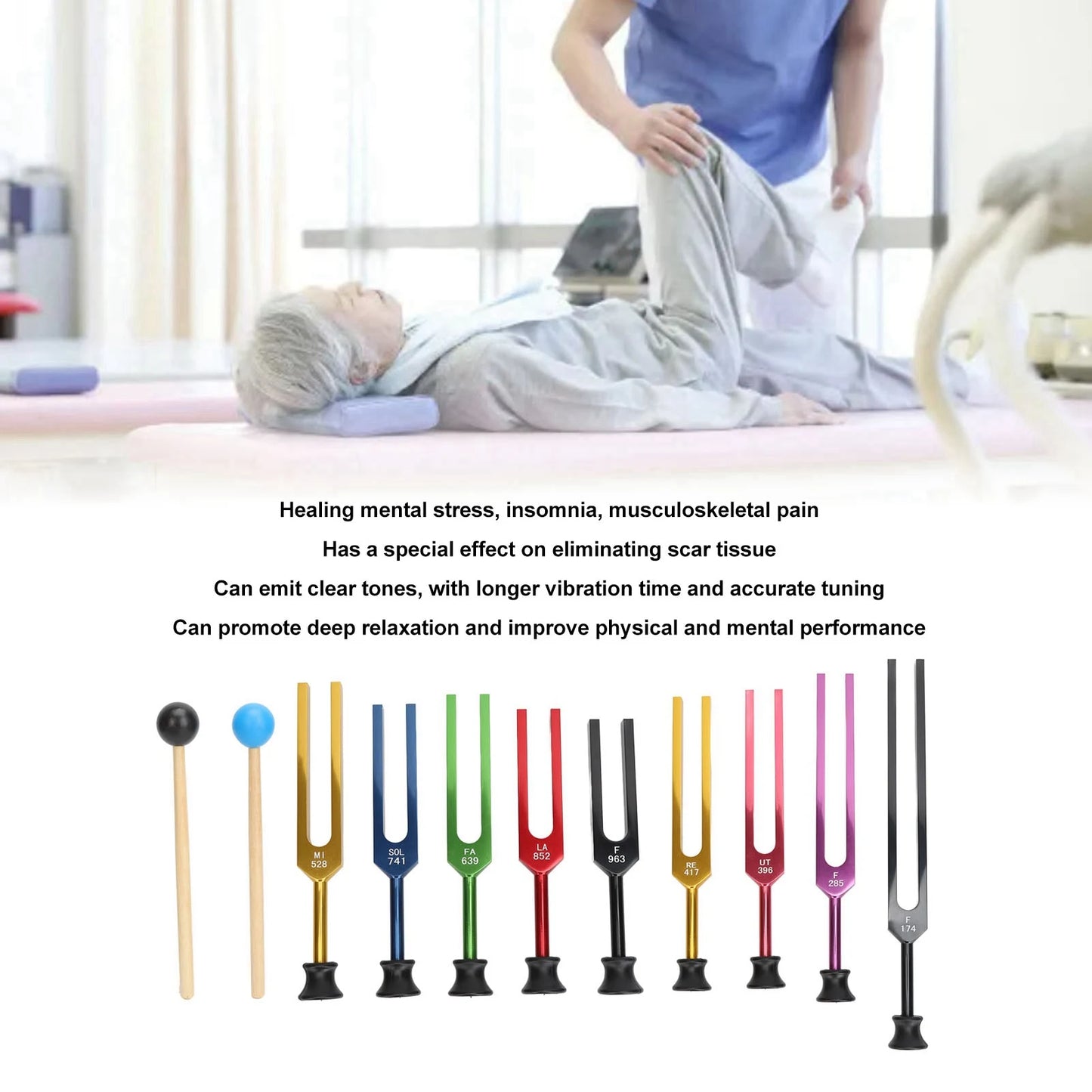Healing Tuning Forks Set Aluminum Alloy Long Vibration Time Resonant With Hammer