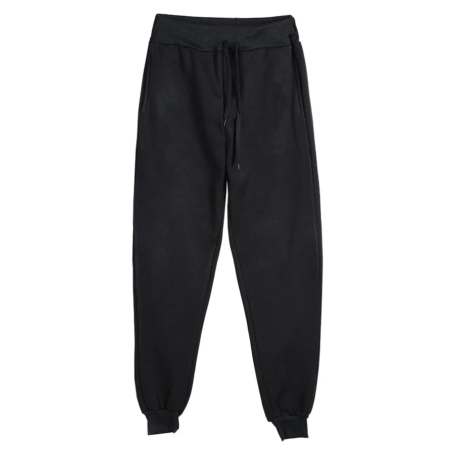 Mens Fleece Jogger Sweatpants For Autumn Winter Running Gym Pants Solid Color