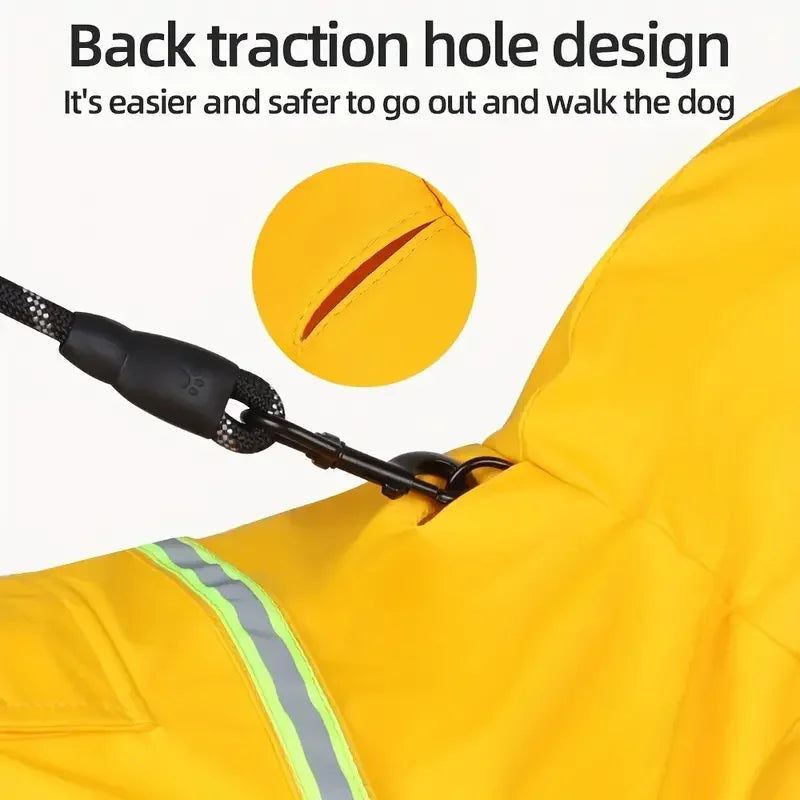 Pet Hooded Raincoat For Dogs Cape Style Reflective Waterproof Coat