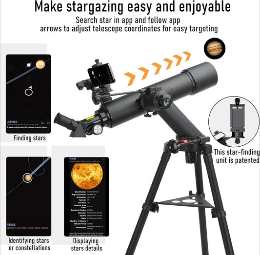 100mm Aperture 600mm Focal Length High Powered Telescope With Star Finding System For iOS Android Smartphone