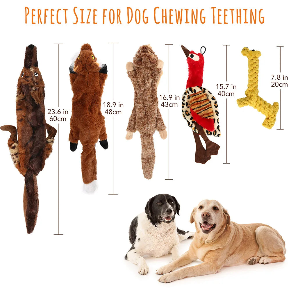 Crinkle Squeaky Plush Dog Toys No Stuffing for All Sizes