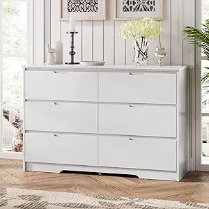 6 Drawer Black Dresser For Bedroom With Hidden Handles Modern Wood Design