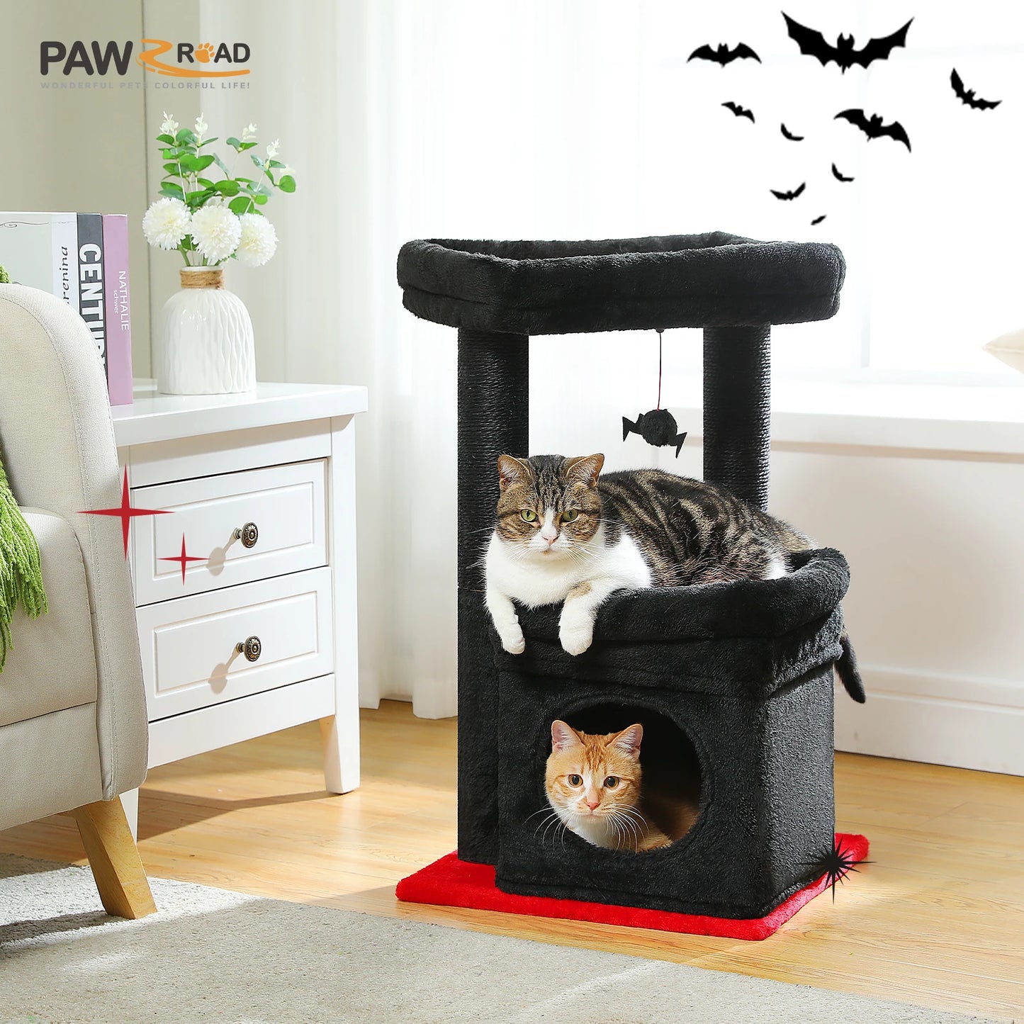 Cat Tree Tower With Cozy Condo And Wide Top Perch Sisal Posts For Indoor Cats